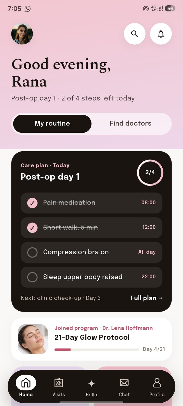 getbeauty.ai app home and care plan